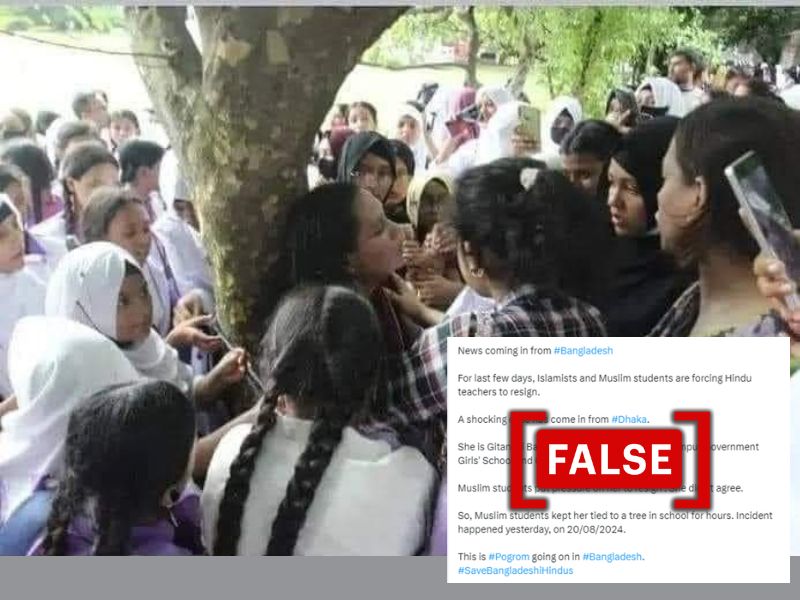 Photo shows a Bangladesh school principal 'tied to a tree'? No, claim is false